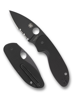 Spyderco Efficient Knife C216GPSBBK Black Combo Edge Blade Black G-10 Handle