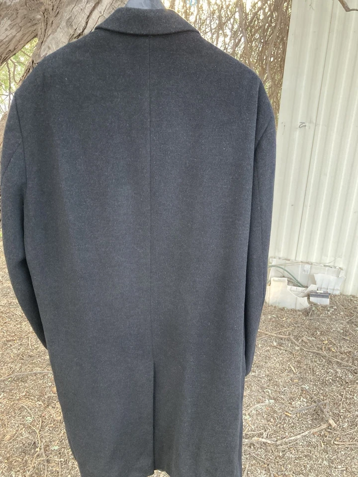 Vintage Ralph Lauren Chaps Trench Coat Jacket Mens 48L Black Wool Blend [327] - Image 2 of 4