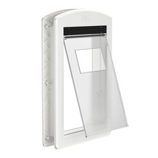 White Frame Large Dog Door, Plastic Dog Door with Sliding Lock Panel and Magn...