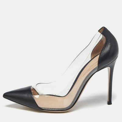 Gianvito Rossi Black Leather and PVC Plexi Pumps Size 40.5