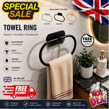 Bathroom Towel Ring Rack Holder Stainless Steel Wall Mounted Self-Adhesive