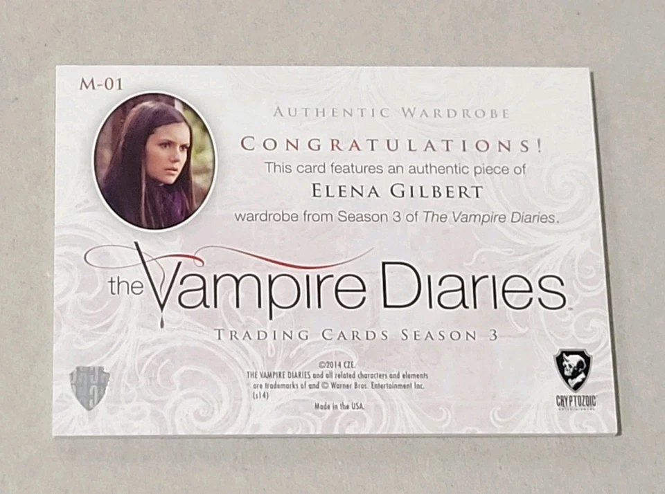 2014 Cryptozoic The Vampire Diaries NINA DOBREV as ELENA GILBERT WARDROBE RELIC - Image 2 of 2