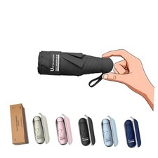 Travel Essentials Mini Umbrella for Purse With Case Small Compact UV A-1-Black