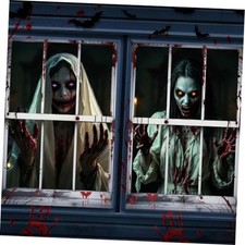 2 Pcs Halloween Window Decorations, Halloween Window Cover, Horror Terror A