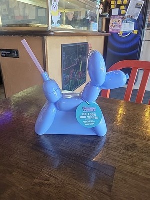 Drinking BUDDIES Balloon Animals Dog Sippers WITH Straw Water Wine Juice CUP H