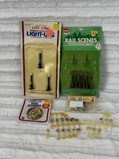 Train Scene Electrical Accessories HO Scale Lights Signs Rail Joiners Misc Lot