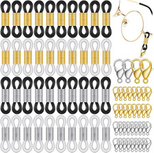 Eyeglass Chain Ends, Eyeglass Chain Connector, 200 Pieces Adjustable Spring Rubb
