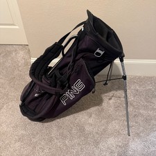 Ping 4 Way Golf Bag Black Standing w/ Rain Cover, Strap