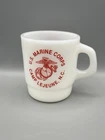 Vintage GALAXY Military Marine Corps Milk Glass Mug Coffee Cup Mexico