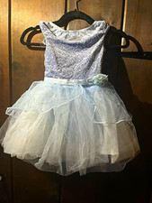 Weissman Blue Sequin Stretch Dance Dress Costume, Girls Size SC
