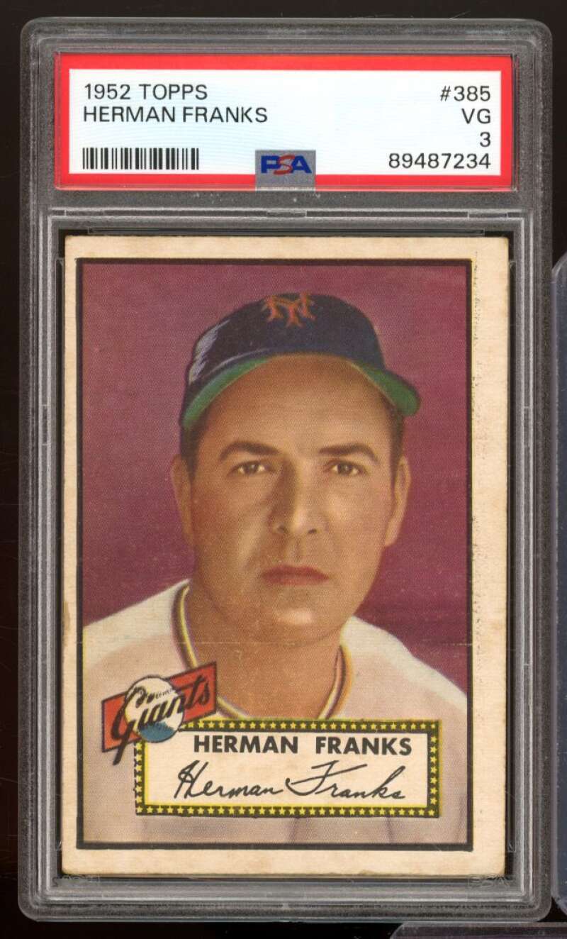 Herman Franks Card 1952 Topps #385 PSA 3