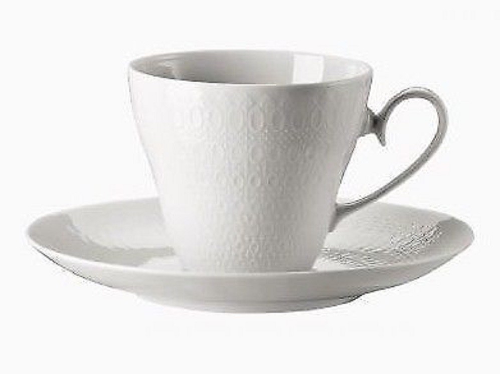 ROSENTHAL ROMANCE MOTIF WHITE Cup & Saucer Set Bjorn Wiinblad 1