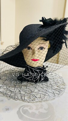 Black Derby Hat Feather Fascinator Black Color Wedding Hat  display picture 1