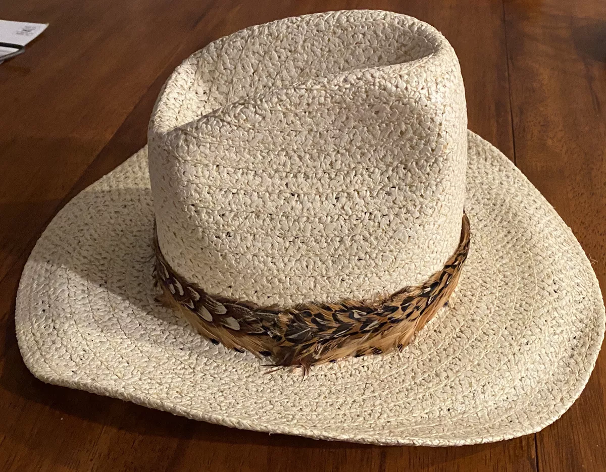 Studs Dorfman Pacific Western Cowboy hat Size 6 7/8 pheasant feather band