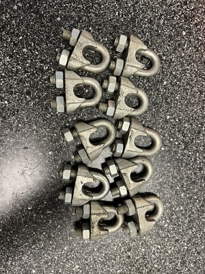 10x Drahtseilklemme / Griffe verzinkt - U-Bolzen / Bulldogge / Kabel / Schnur 10 mm
