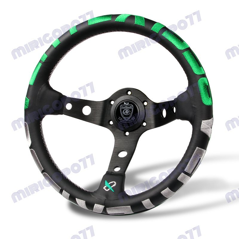 Green Stitch 320mm Vertex 1996 Leather Deep Dish Steering Green Stitch 320mm Vertex 1996 Leather Deep Dish Steering