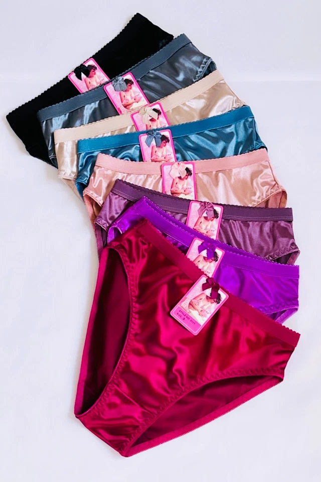 Mujer Calzoncillos 3/6/12 Bikini Corte Alto Bragas Ropa Interior Satinado Sedoso Genial Lote 3121 Foto 3 de 4