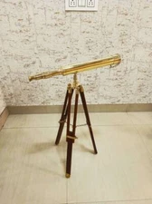 Pirates Shine Brass Finish Standing Telescope with Tripod Stand Collectible...