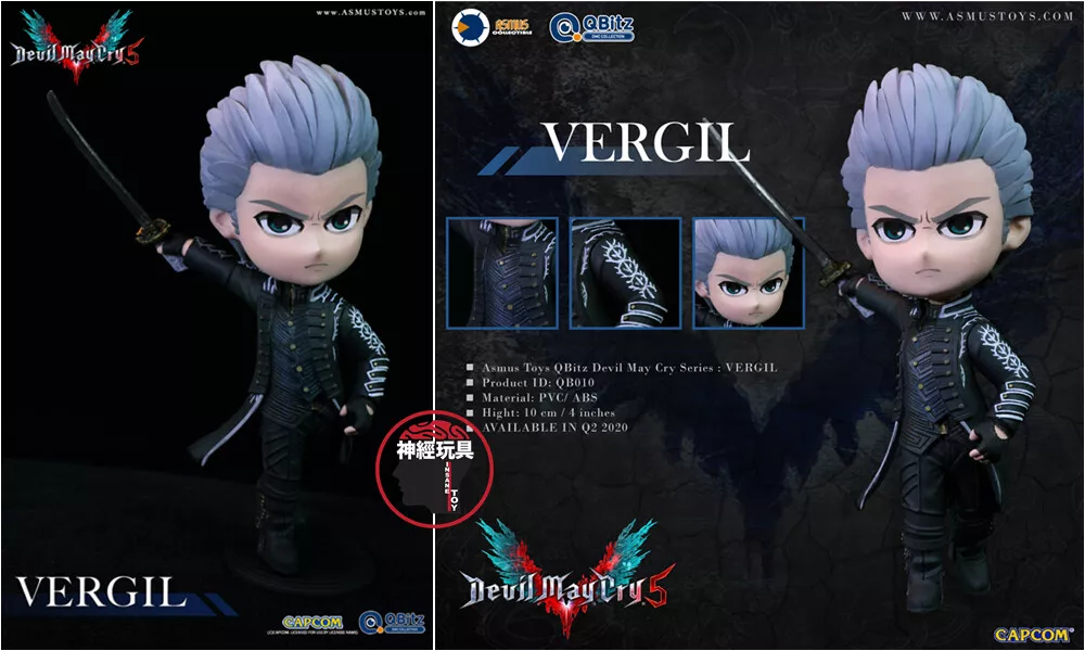 Original asmus brinquedos qb007 8 9 10 dante vergil nero v o misterioso um  q versão 4 Polegada figura de ação brinquedo modelo 10cm presente