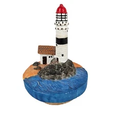 Lighthouse Candle Topper Jar Lid Cover Resin Island Ocean
