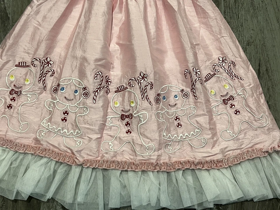 Vestido de vacaciones LEMON LOVES LIME rosa seda pan de jengibre Navidad tul niñas talla 8 Foto 2 de 4