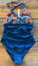 Cupshe Swimsuit Tropical Plunge Halter Top NW...