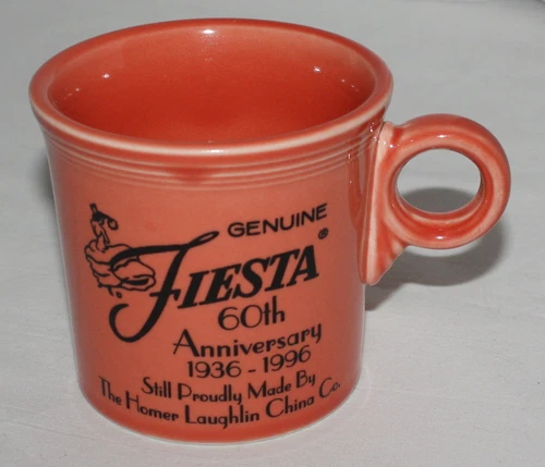 Homer Laughlin Mug Genuine Fiesta 60th Anniversary Persimmon 1936-1996 USA
