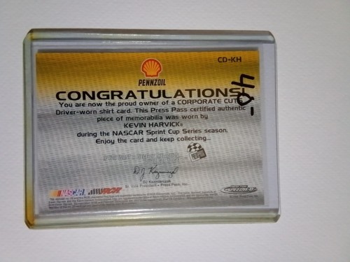Kevin Harvick Press Pass Corporate Cuts Driver Series 25/80 #CD-KH Patch Card - Picture 2 of 2