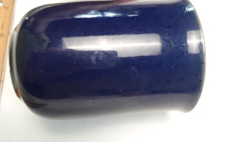 Denby Harlekin Werbetasse blau rot gesprenkelt gebraucht 4" eingestellt selten - Bild 9 von 21