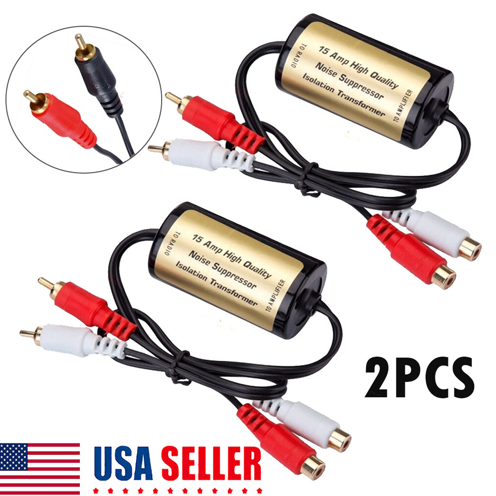 2 RCA Audio Noise Filter Suppressor Ground Loop Isolator for Car