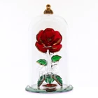 Belle et la Bete ( Beauty & Beast ) glass Dome Rose Ornament, Arribas, H9.5cm