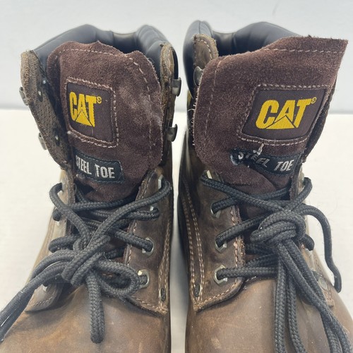 Caterpillar Steel Toe Work Boots Leather Lace Up Brown Sz 12 - Picture 7 of 12