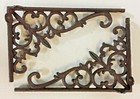 SET OF 2 FANCY FLEUR DE LIS WALL SHELF BRACKET Ornate Corbel Brace Bronze Finish — photo 3