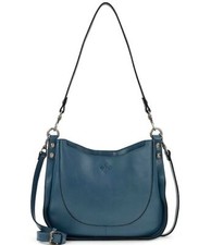 NWT Patricia Nash Silver Hardware Blue Leather Caletta Hobo Crossbody Bag 249