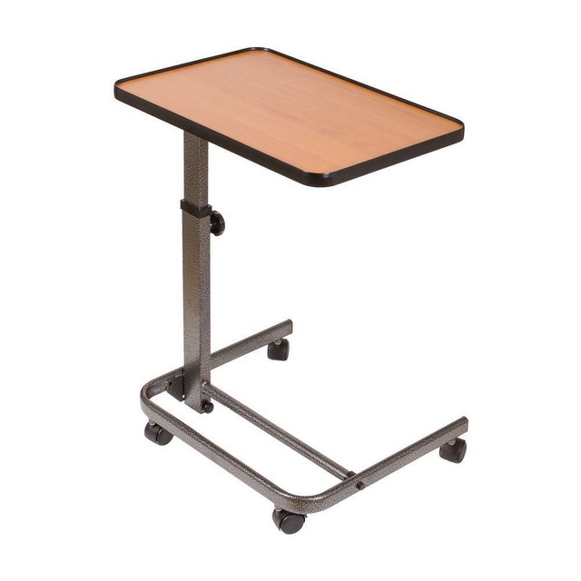Over Bed TiltTop Hospital Table Deluxe Heavyduty Adjustable Rolling