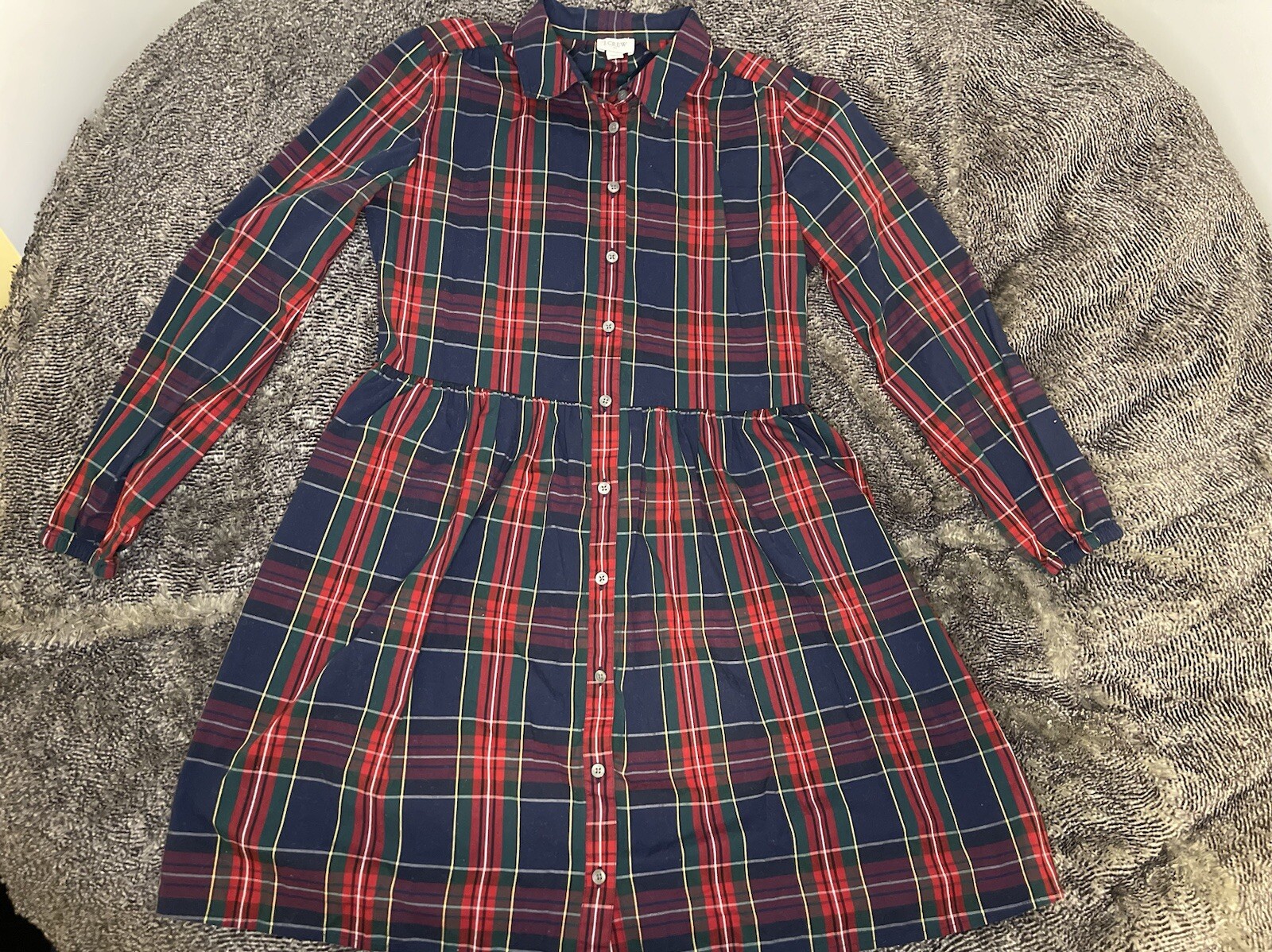 J Crew Woman's Mini Shirt Dress Size 10 Tartan Plaid Collared Button Front Shift