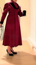 Mansfield Red Cashmere & Wool Riding Swing Coat With Black Velvet Sz 8 - 10