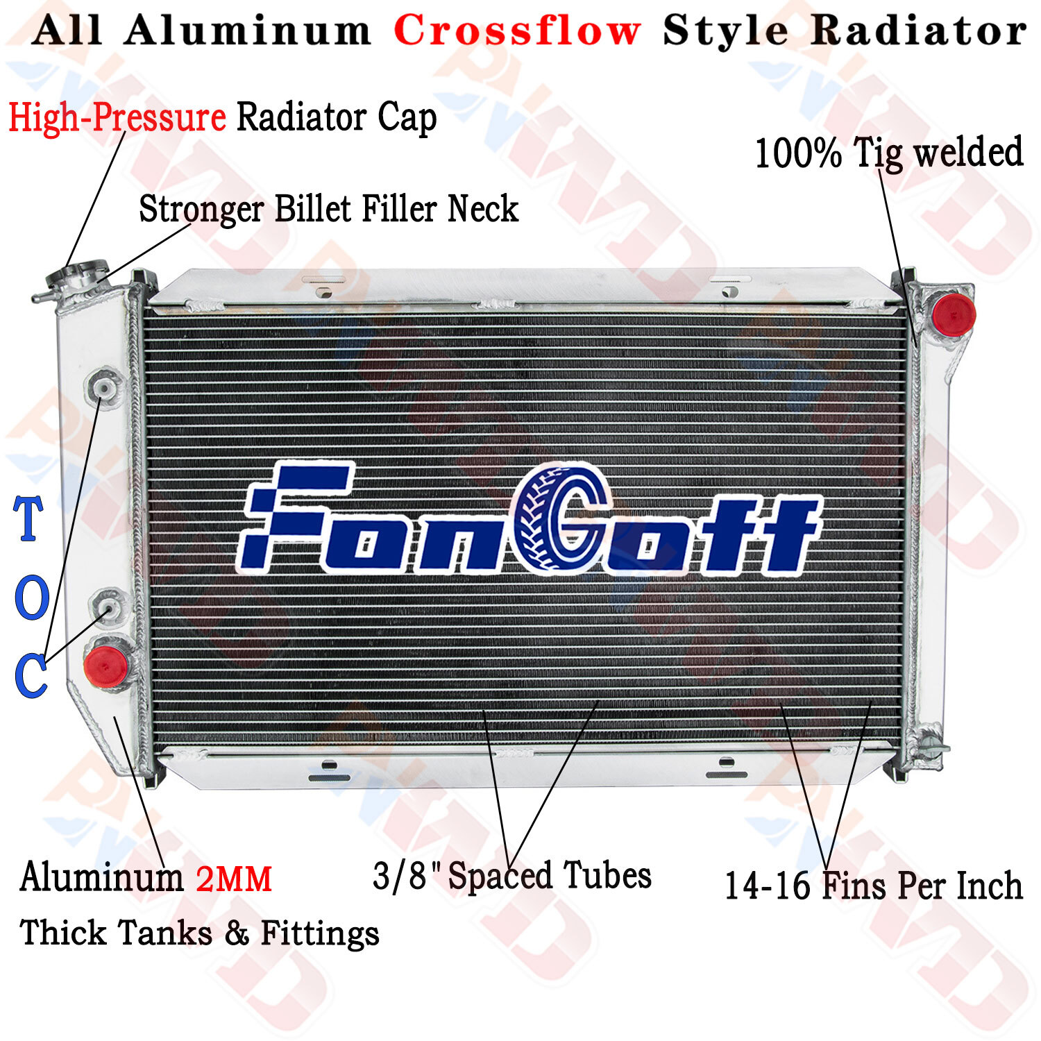 390 3 Row Aluminum Radiator For 1972-1979 Ford LTD II TORINO /Mercury COUGAR V8