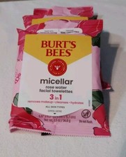 3 Pack Burt's Bees Micellar Facial Towelettes With Rose Water - 30 Ct 90 Total 