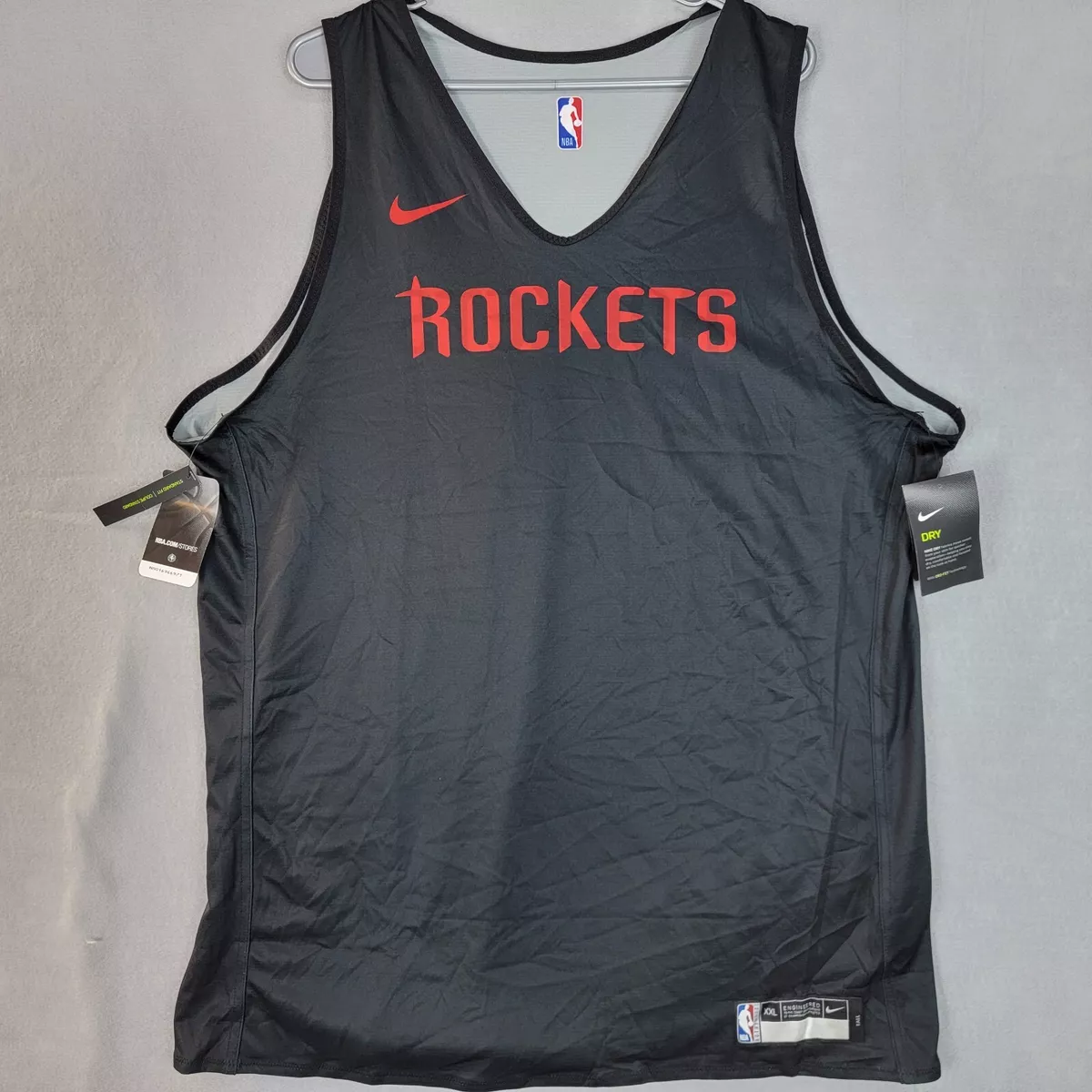 Houston Rockets NBA Nike Reversable Practice Jersey Black Grey Mens XXL T