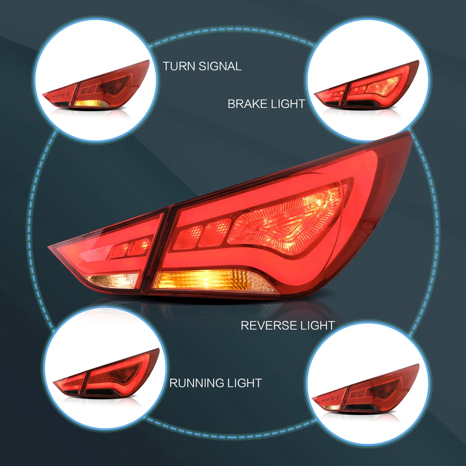 Repuesto de luces traseras de proyector LED VLAND 2 piezas para Hyundai Sonata 2011-2014 Foto 2 de 4