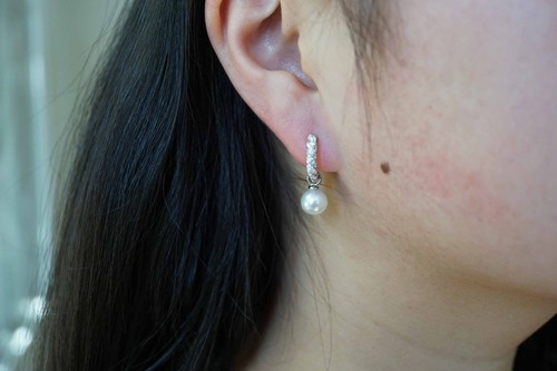 Pearl Hoop Earrings CZ Hoop Earring Double Use Hoop Earrings Diy Hoop Earring - Picture 6 of 10