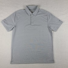 Under Armour Polo Shirt Mens Large Gray Striped Loose Heatgear Performance