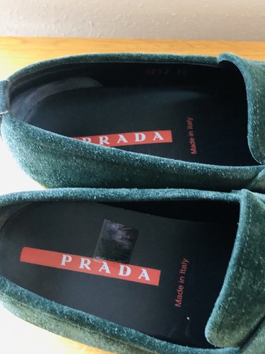 PRADA Signature Hunter Forest Green Suede Leather Slip On Loafers Shoes Size 38 - Picture 6 of 11