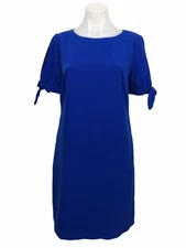 AB Studio Cobalt Blue Shift Dress Tie Short Sleeve Womens Size 4