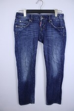 Jeans DSQUARED2 blu denim cotone baffi design 5 tasche gamba skinny taglia 42