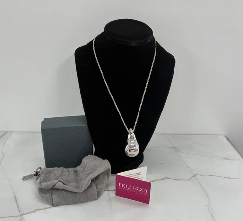 Bellezza HSN Italian Silvertone Large Teardrop Slide Pendant Chain Necklace Box - product listing photo