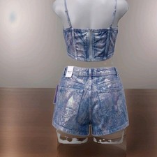 Forever 21 Denim Top & Short Set Outfit  Size Small Y2K Festtival Baddie