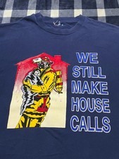 Vintage Firefighter Firemen Fire Department Shirt Blue XL 90s Y2K