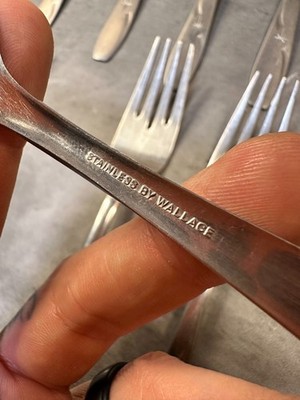 Vintage Wallace USA Stainless Flatware Set Starburst Atomic Mid